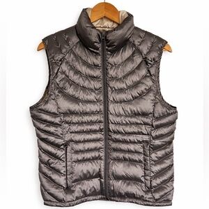 Bernardo Goose Down Metallic Gray Puffer Vest Size L
